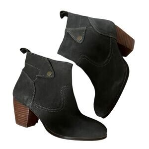 Diba Dark Grey Suede Leather Upper Zip Up Booties Size 6